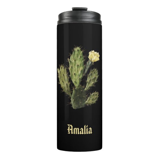 Naam Cactus Flower  Black Thermal Tumbler Thermosbeker (Voorkant)