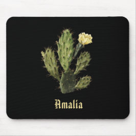 Naam Cactus Flower  Drawing Black Mousepad Muismat