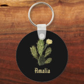 Naam Cactus Flower  Drawing Black Sleutelhanger (Voorkant)