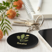 Naam Cactus Flower  Drawing Black Sleutelhanger (Zijkant)