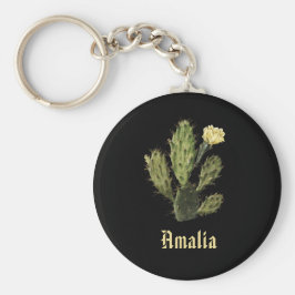 Naam Cactus Flower  Drawing Black Sleutelhanger