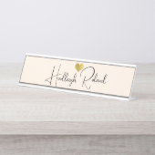 Naam Calligrafie Monogram Hart Bureau Naambordje (Voorkant)