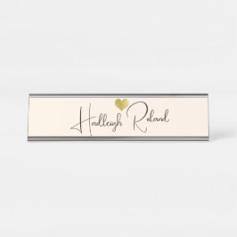 Naam Calligrafie Monogram Hart Bureau Naambordje