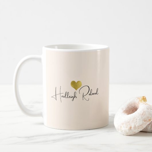 Naam Calligrafie Monogram Hart Koffiemok (Met donut)