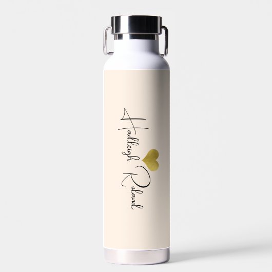 Naam Calligrafie Monogram Hart Perzik Waterfles (Voorkant)