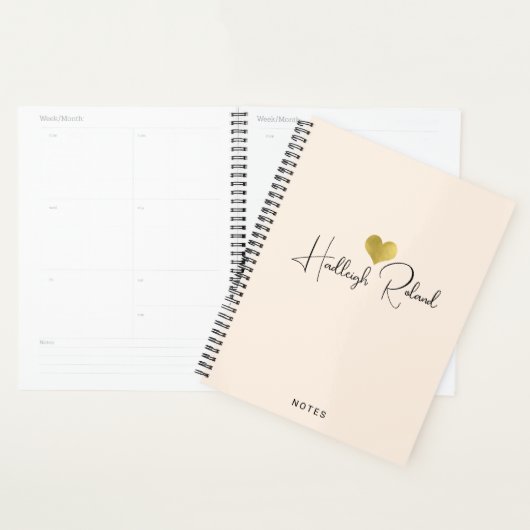 Naam Calligrafie Monogram Hart Planner (Display)