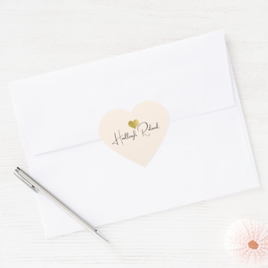 Naam Calligrafie Monogram Hart Sticker (Envelop)
