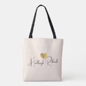 Naam Calligrafie Monogram Hart Tote Bag (Achterkant)