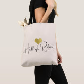 Naam Calligrafie Monogram Hart Tote Bag (Dichtbij)