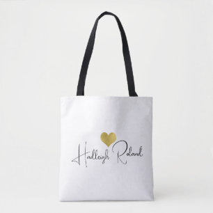 Naam Calligrafie Monogram Hart Tote Bag