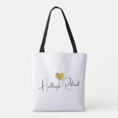 Naam Calligrafie Monogram Hart Tote Bag (Achterkant)