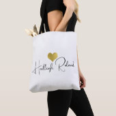 Naam Calligrafie Monogram Hart Tote Bag (Dichtbij)