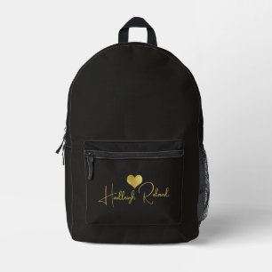 Naam Calligrafie Monogram Hart Zwart Bedrukte Rugzak