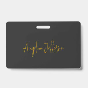Naam Calligrafie Professioneel Elegant Gouden Kleu Badge