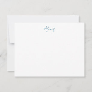 Naam Calligrafie Schrift Eenvoudig Simpel Wit Blau Notitiekaartje