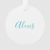 Naam Calligrafie Schrift Eenvoudig Wit Blauw Ornament (voorkant)