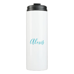 Naam Calligrafie Script Eenvoudig Simpel Wit Blauw Thermosbeker