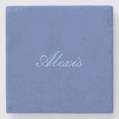 Naam Calligrafie Script Plain Simple Blue Stenen Onderzetter (Voorkant)