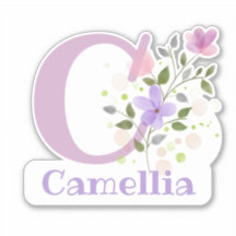 Naam Camellia plus Initiaal met Floral Design