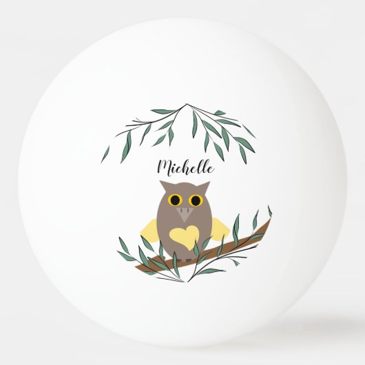 Naam cartoon Owl Pingpongbal (Voorkant)