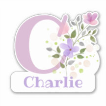 Naam Charlie plus Initiaal met Bloemendesign