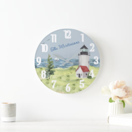 Naam charmant Waterverf vuurtoren kustscène Grote Klok