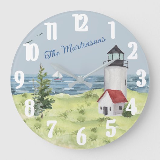 Naam charmant Waterverf vuurtoren kustscène Grote Klok (Voorkant)
