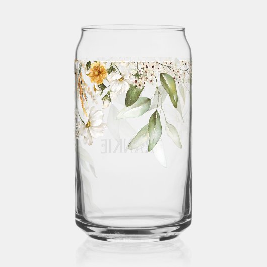 Naam, charmante witte gouden bloemdrop blikvorm glas (Achterkant)