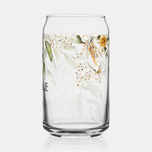 Naam, charmante witte gouden bloemdrop blikvorm glas (Links)