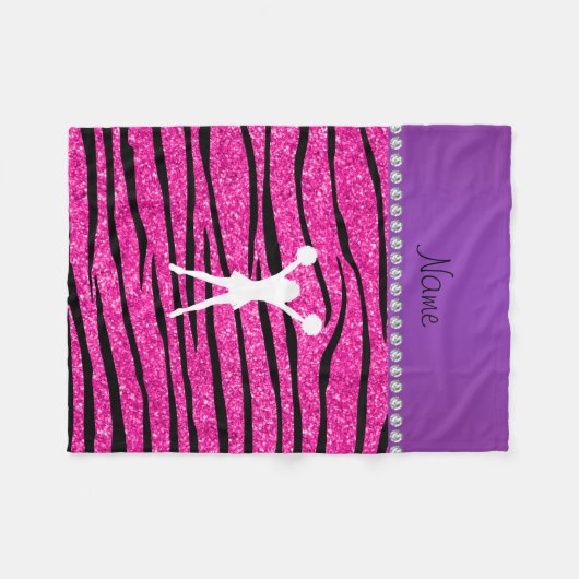 Naam cheerleader neon niet roze glitter zebra stri fleece deken (Voorkant (Horizontaal))