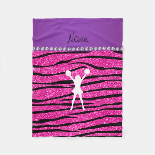 Naam cheerleader neon niet roze glitter zebra stri fleece deken (Voorkant)