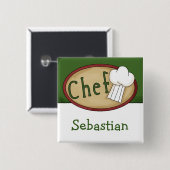 Naam chef-kok ID Vierkante Button 5,1 Cm (Voorkant /achterkant)