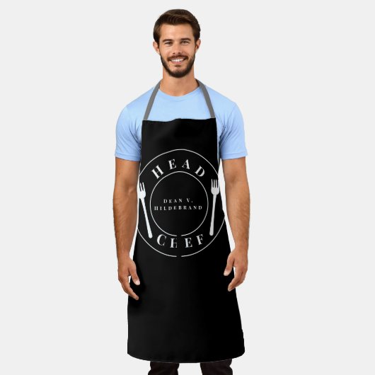 Naam chef-kok schort (Gedragen)