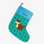 Naam chipmunk turquoise kerstbomen sterren kleine kerstsok (Voorkant (Hangend))