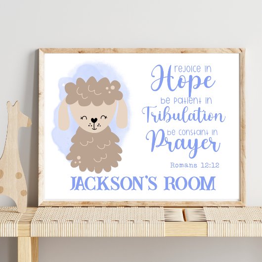 Naam Christelijk Leuk Baby Sheep Bible Quote Poster