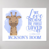 Naam Christelijk Leuke Baby Giraffe Bijbelcitaat Poster (Voorkant)