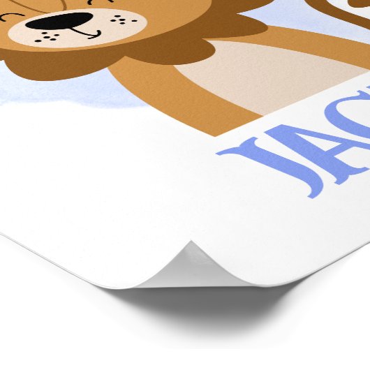 Naam Christelijk Schattig Baby Lion Bijbel Quote Poster (Hoek)