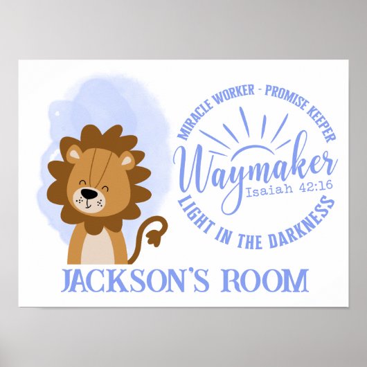 Naam Christelijk Schattig Baby Lion Bijbel Quote Poster (Voorkant)