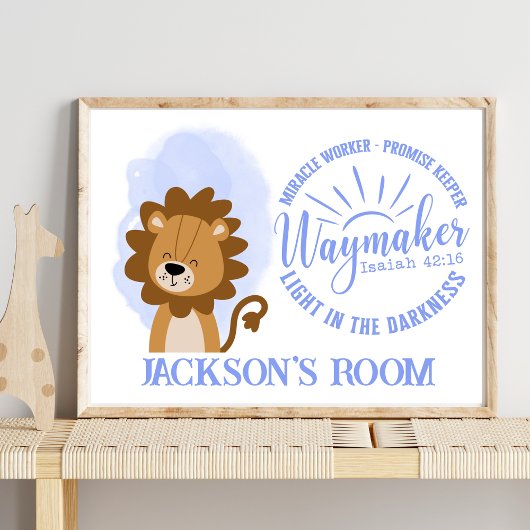 Naam Christelijk Schattig Baby Lion Bijbel Quote Poster