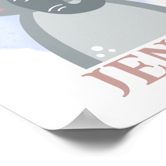 Naam Christelijk Schattig Baby Olifant Bijbelcitaa Poster (Hoek)