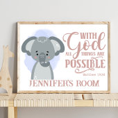 Naam Christelijk Schattig Baby Olifant Bijbelcitaa Poster
