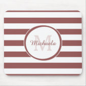 Naam Chunky Soft Red Stripes, vers Monogrammen Muismat (Voorkant)