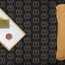 Naam (cirkel monogram) gestempeld allover Zwart