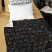 Naam (cirkel monogram) gestempeld allover Zwart Fleece Deken