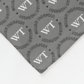 Naam (cirkel monogram) gestempeld helemaal Grijs Fleece Deken (Hoek)