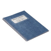Naam, Classic Blue Jean Denim Print Spiral Notitieboek (Rechterzijde)