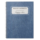 Naam, Classic Blue Jean Denim Print Spiral Notitieboek (Voorkant)