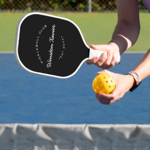 Naam & Club Design Zwart Wit Gepersonaliseerd Pickleball Paddle