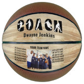 Naam coach Silhouet teamspelers en foto Basketbal (Voorkant)