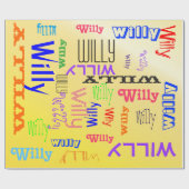 Naam Collage Amazing Yellow Terrific Cadeaupapier (Vlak)